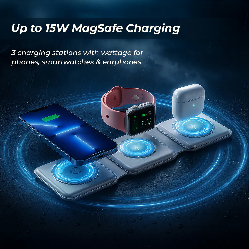 3‑in‑1 Magnetic Foldable MagSafe Wireless Charger